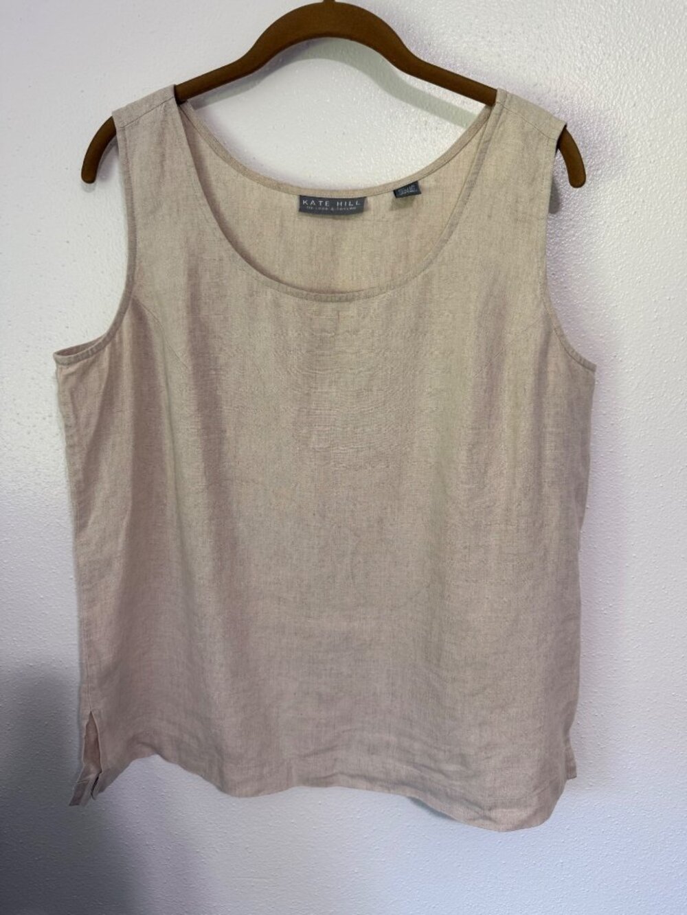 Kate Hill for Lord & Taylor Tank Top Linen Tan/Beige Shell Womans L